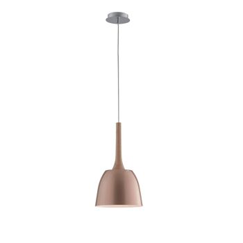 Lustre suspension LIVINGSTON avec tige en bois naturel et diffuseur en or rose (1xE27)-I-LIVINGSTON-S22 1