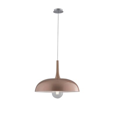 Lámpara colgante LIVINGSTON con tallo de madera natural y difusor de oro rosa (1xE27)-I-LIVINGSTON-S50