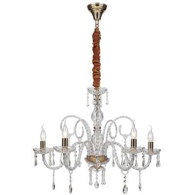 Monalisa suspension chandelier, in glass and crystal and gold-colored finish-I-MONALISA/5