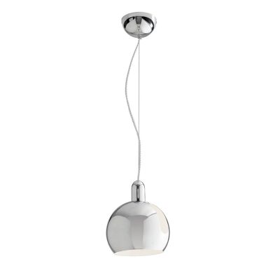 Lámpara de suspensión Narciso con estructura de metal cromado, esfera orientable y difusor interior blanco. Disponible en dos tamaños (1XE27)-I-NARCISO-S20