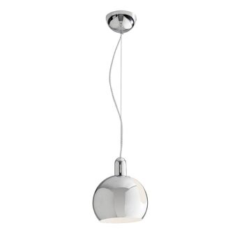 Lampe à suspension Narciso avec structure en métal chromé, sphère orientable et diffuseur interne blanc. Disponible en deux tailles (1XE27)-I-NARCISO-S20 1