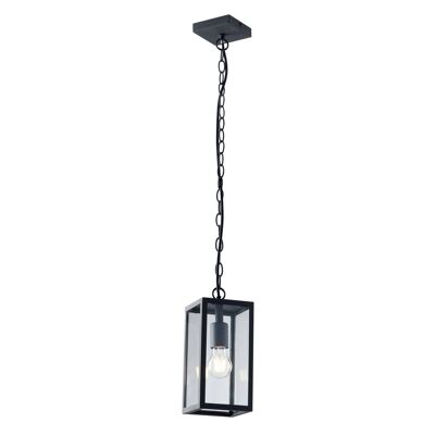 Mirage outdoor pendant lamp in metal, anthracite color with transparent glass diffuser (1XE27)-LANT-MIRAGE-S1