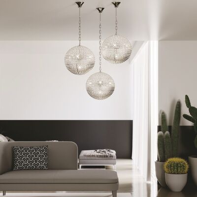 Planet pendant lamp in chrome metal and K9 crystals (9XG9)-I-PLANET/S50