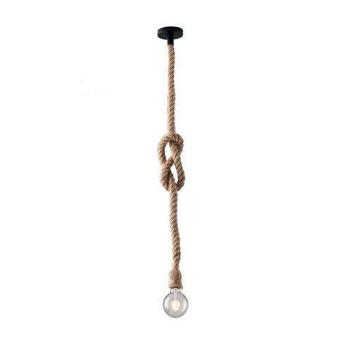 Lampadario a sospensione ROPE in metallo nero con cavi rivestiti in canapa naturale-I-ROPE-S1