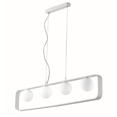 Araña de suspensión Roxy con estructura de aluminio gofrado blanco y difusores de cristal blanco satinado (4XG9)-I-ROXY-S4