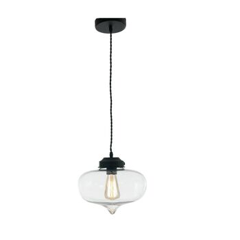 Lampe à suspension Sanpedro en verre transparent avec câble tressé (1xE27)-I-SANPEDRO-S1 1