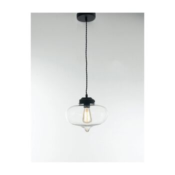 Lampe à suspension Sanpedro en verre transparent avec câble tressé (1xE27)-I-SANPEDRO-S1 3