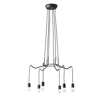 Spider pendant lamp in anthracite metal with satin acrylic diffusers-I-SPIDER-S6