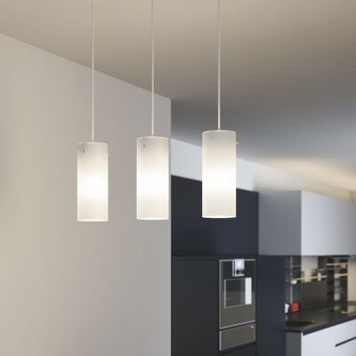 SQUARE suspension lamp in chromed metal and white glass-I-SQUARE/S1