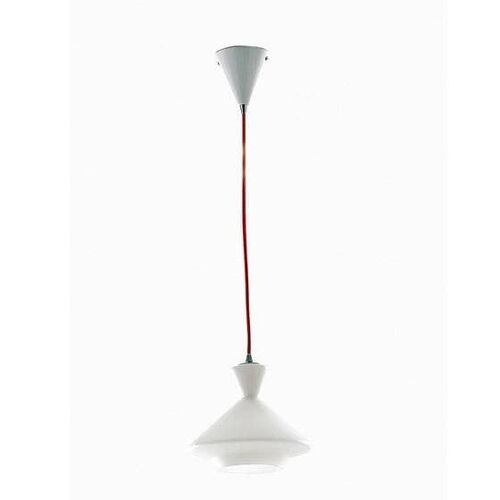 Lampadario a sospensione SUGAR dalla forma a campana in vetro opale con cavo in tessuto rosso o in PVC nero (1XE27)-I-SUGAR-A
