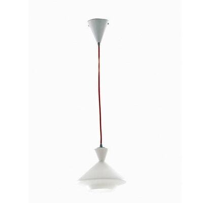 Lámpara de suspensión SUGAR en forma de campana en cristal opal con cable tejido rojo o PVC negro (1XE27)-I-SUGAR-A