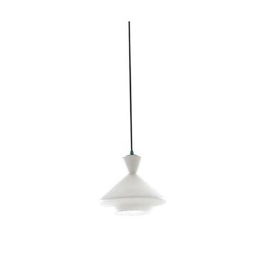 Lámpara colgante SUGAR forma de campana en cristal opal con cable de PVC tejido rojo o negro (1XE27)-I-SUGAR-A-CN