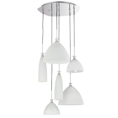 Swing pendant lamp in white-paste glass (6XE14)-I-SWING-SQ-6