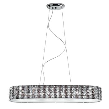 Lampe à suspension Tango en métal chromé avec cristaux K9 transparents et fumés et diffuseur en verre.-I-TANGO/S55 2