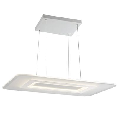 Tresor Lámpara colgante LED 65W en metal blanco mate y difusor de cristal templado color arena-LED-TRESOR-S8557