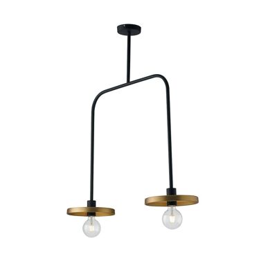 Twiga suspension lamp in black metal and satin gold-I-TWIGA-S2