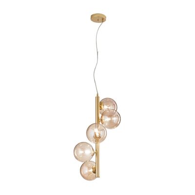 HONEY suspension lamp in satin metal with five blown glass diffusers