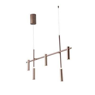 Bronze 35W Candle LED suspension chandelier with five diffusers and double emission natural light