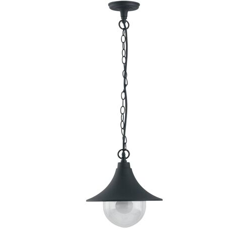 Lampadario per esterni Pavia in alluminio pressofuso nero goffrato con diffusore in acrilico trasparente (1XE27)-LANT-PAVIA-S1