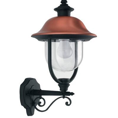 Aplique de farol de exterior Venezia en aluminio inyectado con acabados en color cobre con difusor de policarbonato transparente (1XE27)-LANT-VENEZIA-AP1A