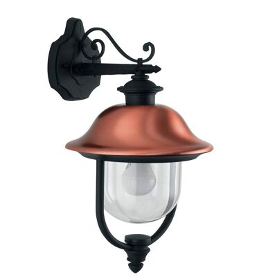 Lanterna applique Venezia per esterni in alluminio pressofuso con finiture in colore rame con diffusore in policarbonato trasparente (1XE27)-LANT-VENEZIA-AP1B