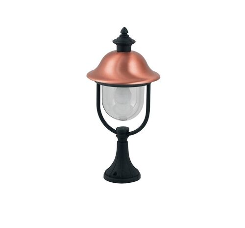 Lanterna da tavolo Venezia per esterni in alluminio pressofuso con finiture in colore rame con diffusore in policarbonato trasparente (1xE27)-LANT-VENEZIA-L1