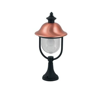 Lanterna da tavolo Venezia per esterni in alluminio pressofuso con finiture in colore rame con diffusore in policarbonato trasparente (1xE27)-LANT-VENEZIA-L1