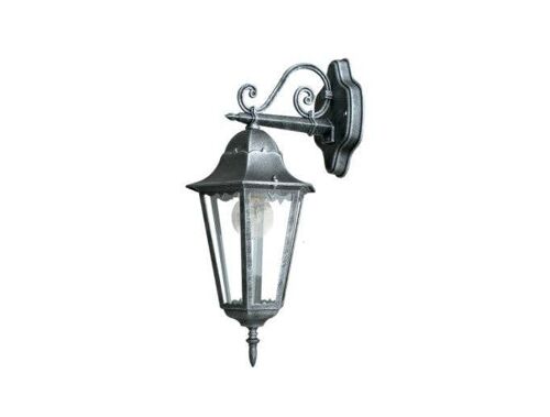 Lanterna Firenze per esterni in alluminio pressofuso nero pennellato argento con diffusore in vetro trasparente (1XE27)-LANT-FIRENZE/AP1B
