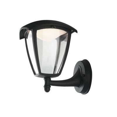 Lady LED outdoor lantern in embossed black aluminum and polycarbonate diffuser-LANT-LADY/AP1A