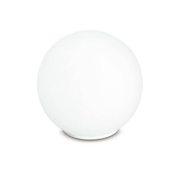 Lampe City sphere en verre soufflé blanc satiné et base rétractable. Disponible en (1XE14)-I-LAMPD/L20 BCO 1