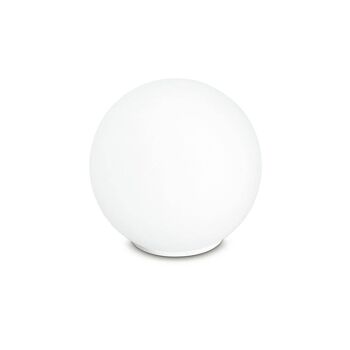 Lampe City sphere en verre soufflé blanc satiné et base rétractable. Disponible en (1XE14)-I-LAMPD/L20 BCO 2