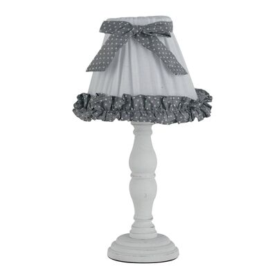 Candy table lamp in white wood and white fabric lampshade(1XE14)-I-CANDY-LUME