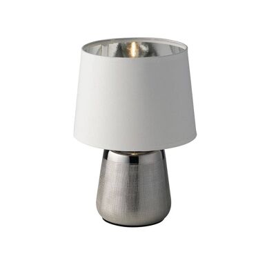 Ecstasy table lamp with gold or silver ceramic structure and white or black fabric lampshade (1XE14)-I-ECSTASY-L SIL