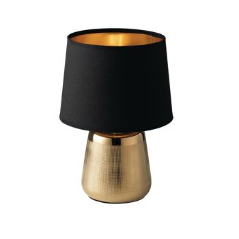 Lampe de table extase avec structure en céramique dorée ou argentée et abat-jour en tissu blanc ou noir (1XE14)-I-ECSTASY-L GOLD 1