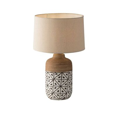 Vietri ceramic table lamp decorated with fabric lampshade (1XE27)-I-VIETRI-M