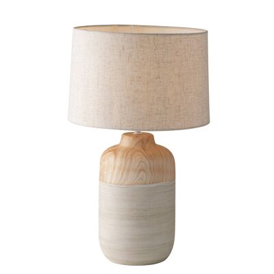 Woody ceramic table lamp with fabric lampshade (1XE27)-I-WOODY-XL