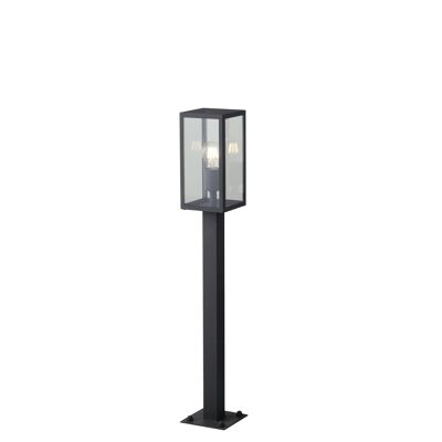 Mirage outdoor lantern pole in metal, anthracite color with transparent glass diffuser(1XE27)-LANT-MIRAGE-P90
