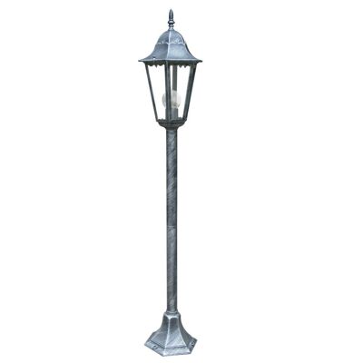 Farol de exterior Firenze de aluminio fundido a presión negro cepillado plata con difusor de cristal transparente (1XE27)-LANT-FIRENZE/P1