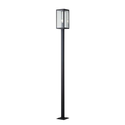 Mirage outdoor lantern pole in metal, anthracite color with transparent glass diffuser (1XE27)-LANT-MIRAGE-P200