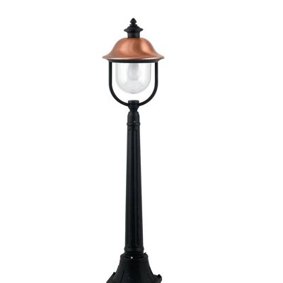 Venice outdoor lantern pole in die-cast aluminum with copper-colored finishes with transparent polycarbonate diffuser (1XE27)-LANT-VENEZIA-P1