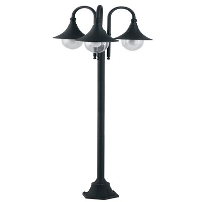 Pavia pole in black embossed die-cast aluminum with transparent acrylic diffuser (3XE27)-LANT-PAVIA-P3