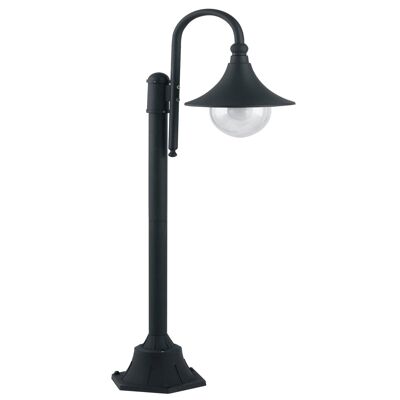 Pavia outdoor pole in black embossed die-cast aluminum with transparent acrylic diffuser (1XE27)-LANT-PAVIA-P1