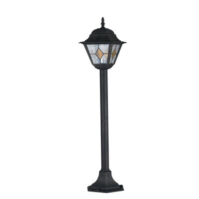 Pisa outdoor pole in black brushed gold aluminum with cathedral glass diffuser (1XE27)-LANT-PISA/P1