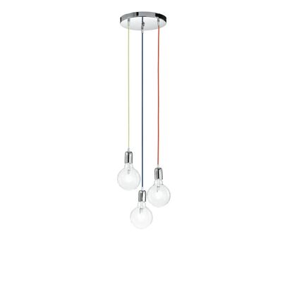 Idée de suspension avec câble en tissu de différentes couleurs et finitions chromées (3xE27)-MT3201905