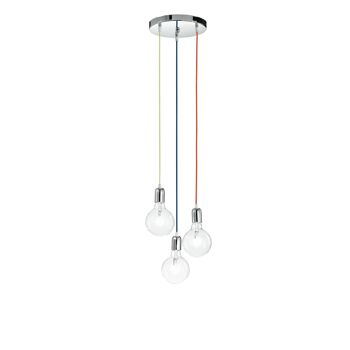 Idée de suspension avec câble en tissu de différentes couleurs et finitions chromées (3xE27)-MT3201905 1