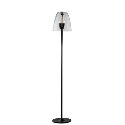 Lampadaire Ares en verre soufflé blanc ou transparent et structure en métal doré ou noir (3XE14)-I-ARES-PT3-TR