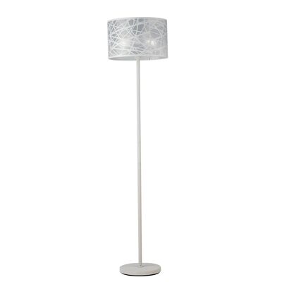 Lámpara de pie BATIK en acero blanco con decoración cortada con láser-I-BATIK/PT