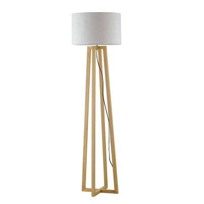 Berry floor lamp in natural wood and fabric lampshade (1XE27)-I-BERRY-PT