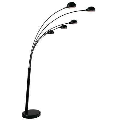 Eracle metal floor lamp with adjustable light points and marble base (5XE14)-I-ERACLE-PT NERO