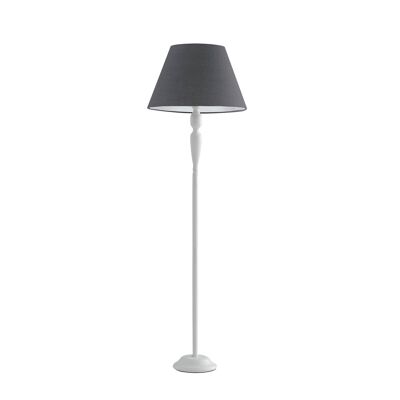 FAVOLA Lámpara de pie en metal blanco con pantalla de tela gris-I-FAVOLA/PT